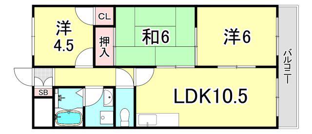 サンセイコート(3LDK/2階)の間取り写真