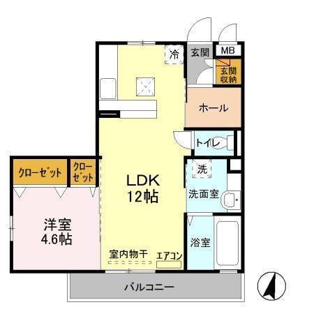 プワールおおたかの森II(1LDK/1階)の間取り写真