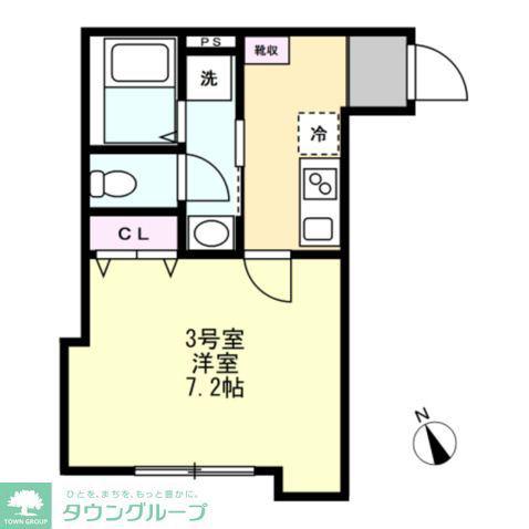 ベイルーム相模原氷川町(1K/1階)の間取り写真