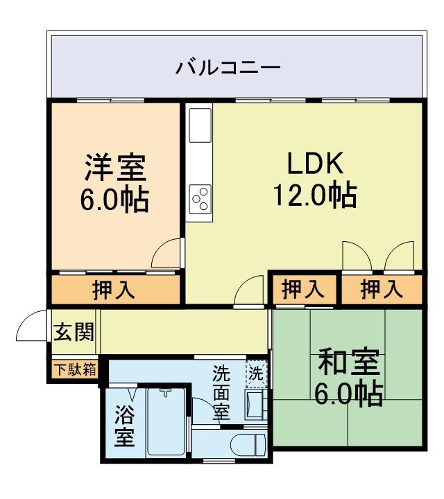 出水南ハイツ(2LDK/4階)の間取り写真