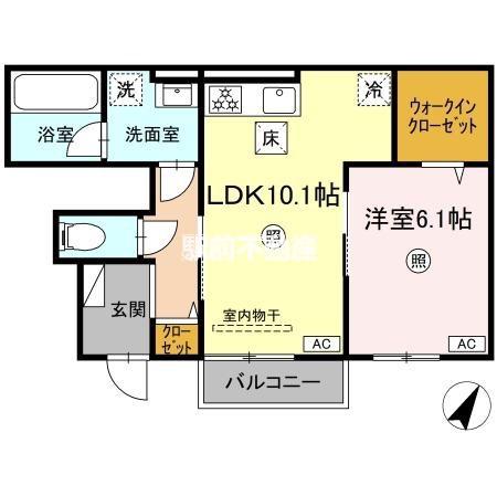 ウィスタリアII(1LDK/1階)の間取り写真