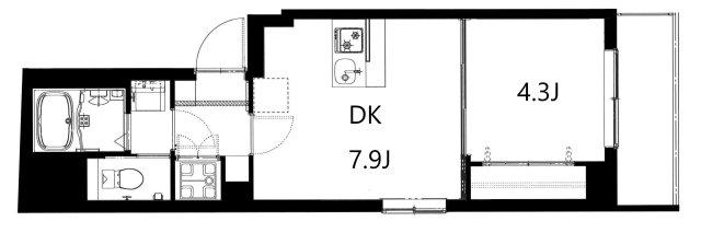 EL HABITAT SUMIYA(1DK/3階)の間取り写真