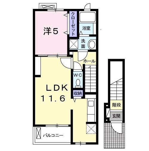 ザ・フォレスト壱番館(1LDK/2階)の間取り写真