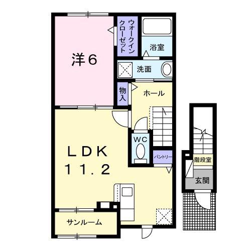ボー・ルーナ(1LDK/2階)の間取り写真