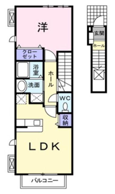 ベリー リーフ(1LDK/2階)の間取り写真