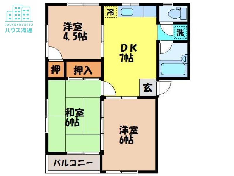 ウィンベル壱番館(3DK/1階)の間取り写真