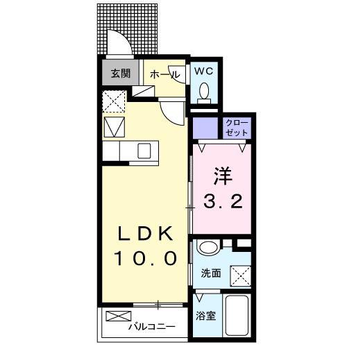 ブルースカイ(1LDK/1階)の間取り写真