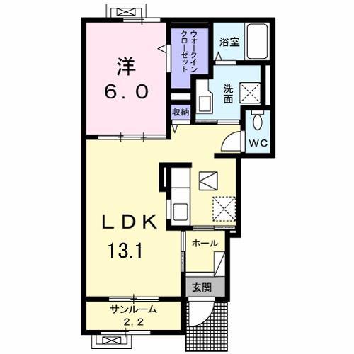 メープル秋葉 II(1LDK/1階)の間取り写真