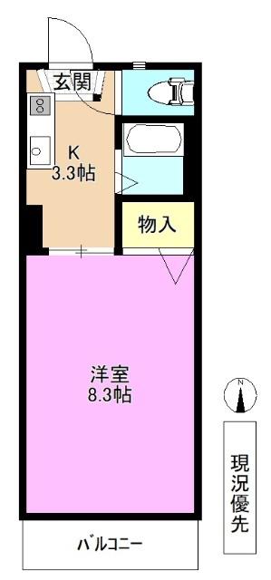 フレグランスこしのII(1K/1階)の間取り写真