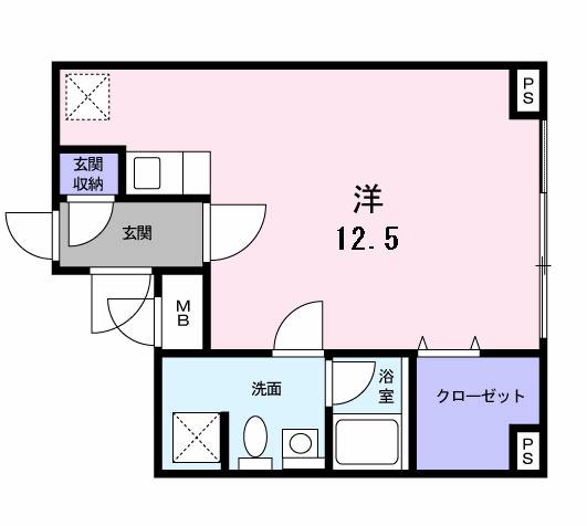 ライトコート VI(ワンルーム/1階)の間取り写真