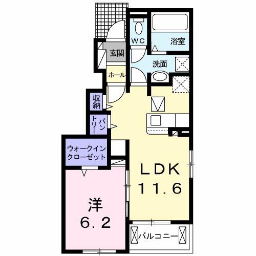 メイプルサンライズ(1LDK/1階)の間取り写真