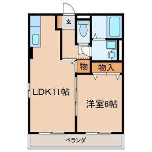 アネモネハイム(1LDK/1階)の間取り写真