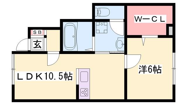 メゾンキャレA棟(1LDK/1階)の間取り写真