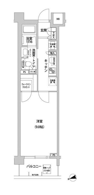 コンフォリア目黒青葉台(1K/1階)の間取り写真