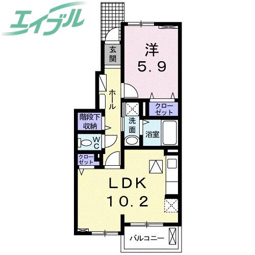 インサイドビレッジII(1LDK/1階)の間取り写真