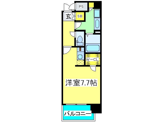 ビエラコート内久宝寺(1K/7階)の間取り写真
