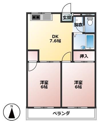 ガーデンハイム五反野(2DK/1階)の間取り写真
