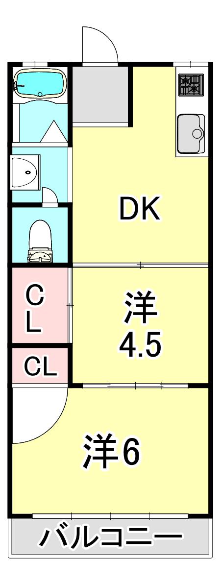 エルパラッツォ本山南(2DK/1階)の間取り写真