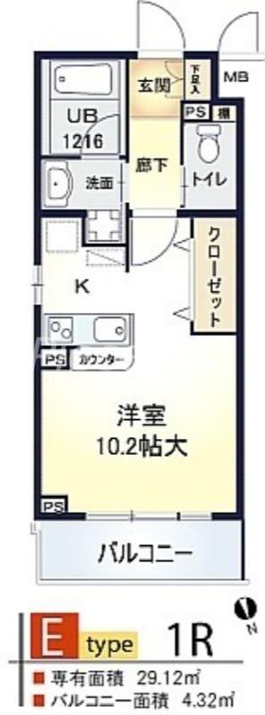 エクセル吹田(ワンルーム/3階)の間取り写真