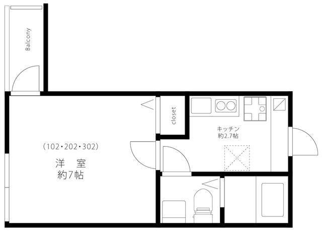 WHITE HOUSE 能見台(1K/1階)の間取り写真