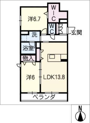 アクセスストリート II(2LDK/2階)の間取り写真