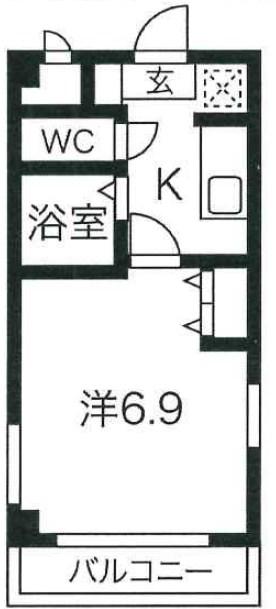 パラドール魚住II(1K/3階)の間取り写真