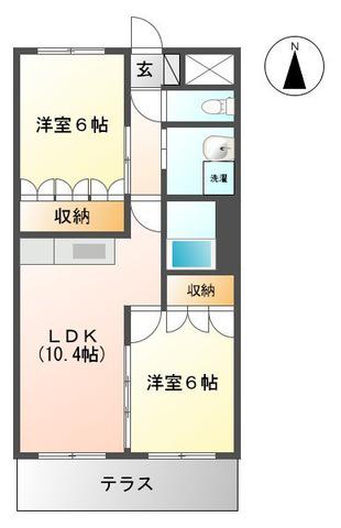 パークフィールド緑ヶ丘(2LDK/1階)の間取り写真
