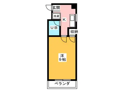 サチクレイドル(1K/4階)の間取り写真