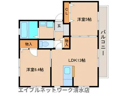 メゾンリュミシーリ(2LDK/2階)の間取り写真