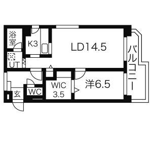 ワイズパーク(1LDK/6階)の間取り写真