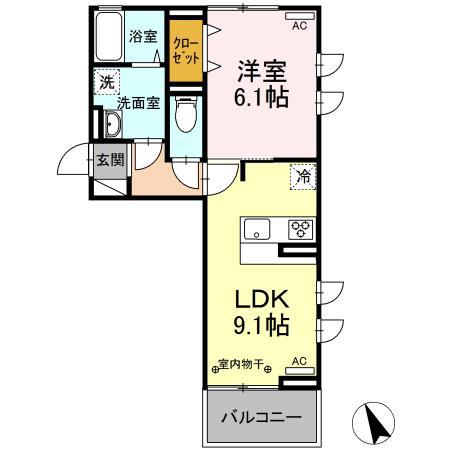 GRANDIO VIII(1LDK/2階)の間取り写真