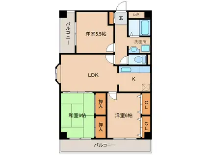 ベルフィード新大阪II(3LDK/2階)の間取り写真