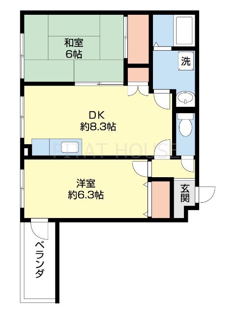 シャンティイ田中町(2LDK/6階)の間取り写真