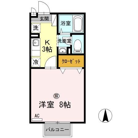 コーポラス羽屋A(1K/1階)の間取り写真