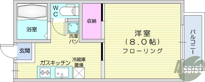 ドミー・ローザンヌ(1K/2階)の間取り写真
