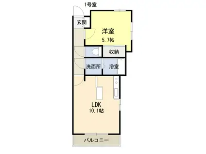 エトワール プレイン(1LDK/1階)の間取り写真