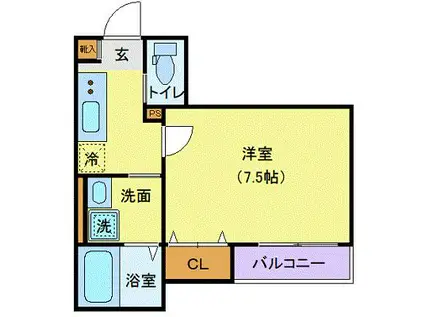アリュール愛宕橋(1K/3階)の間取り写真