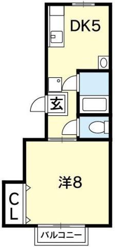 第二木村マンション(1DK/4階)の間取り写真