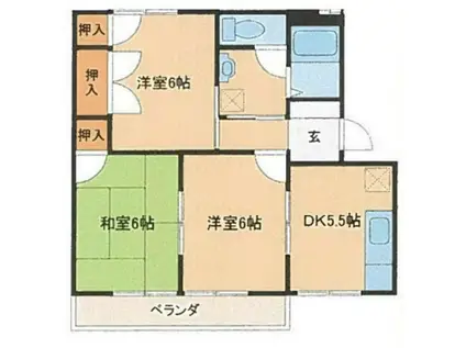 エスペランサA(3DK/2階)の間取り写真