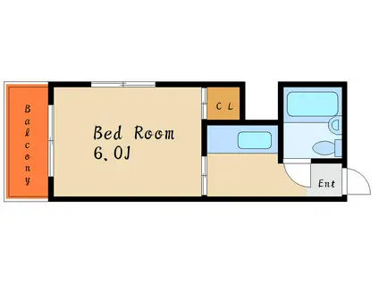 カツノハイツ(1K/2階)の間取り写真