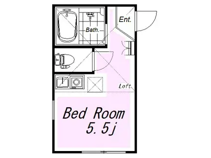 ユナイト保土ヶ谷エル・エスコリアル(ワンルーム/2階)の間取り写真