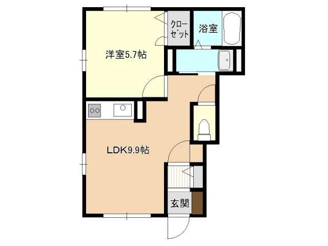 レトア浜田(1LDK/1階)の間取り写真