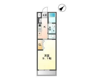 ブルーム(1K/2階)の間取り写真