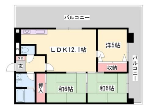 メゾンセルベイル(3LDK/7階)の間取り写真