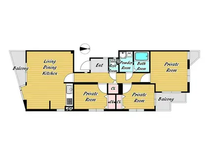 御影大蔵マンション(2LDK/3階)の間取り写真