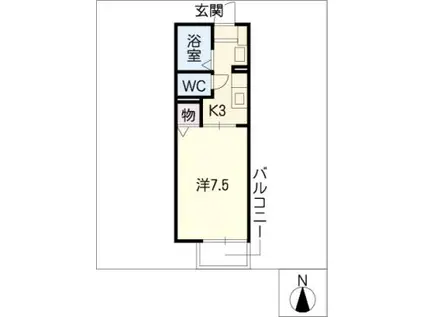 フォンティーヌWATANABE(1K/1階)の間取り写真