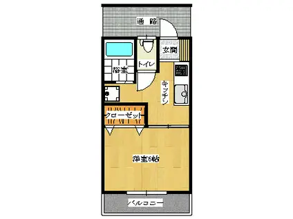 ルミナス関根(1K/1階)の間取り写真