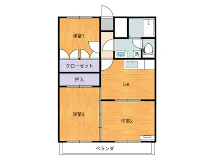 ガーデンハイツ 上宇部I(3DK/1階)の間取り写真