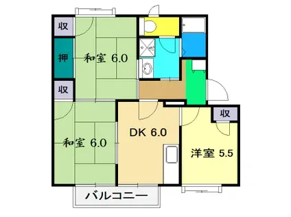 ボーヴィラージュ和田(3DK/2階)の間取り写真