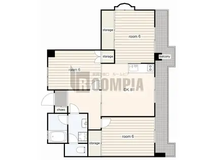 リーボンキャッスル(2LDK/2階)の間取り写真